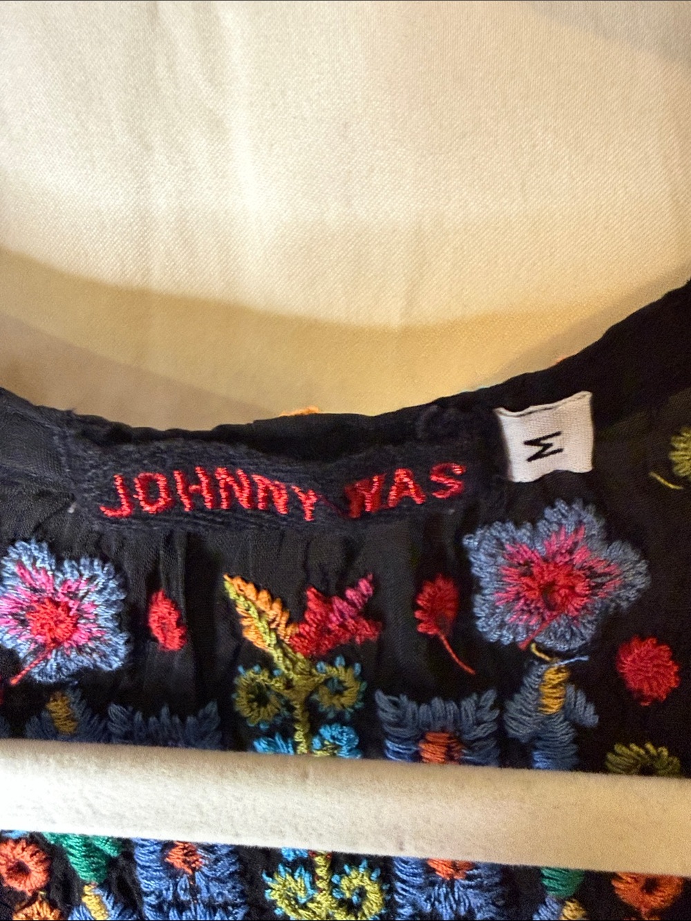 Johnny Was Black Floral Embroidered Tunic with Multicolor Accents - Picture 2 of 4